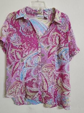 Apparenza Pastel Paisley Sheer Short Sleeve Shirt